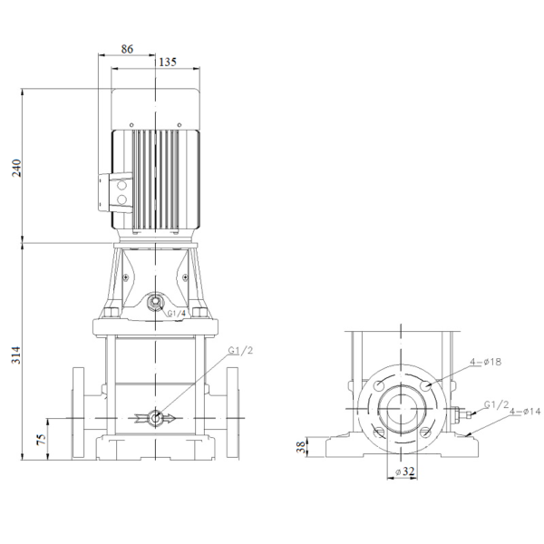 Насос повышения давления SHIMGE ALT 5-3 (3х380В; 0,55кВт)