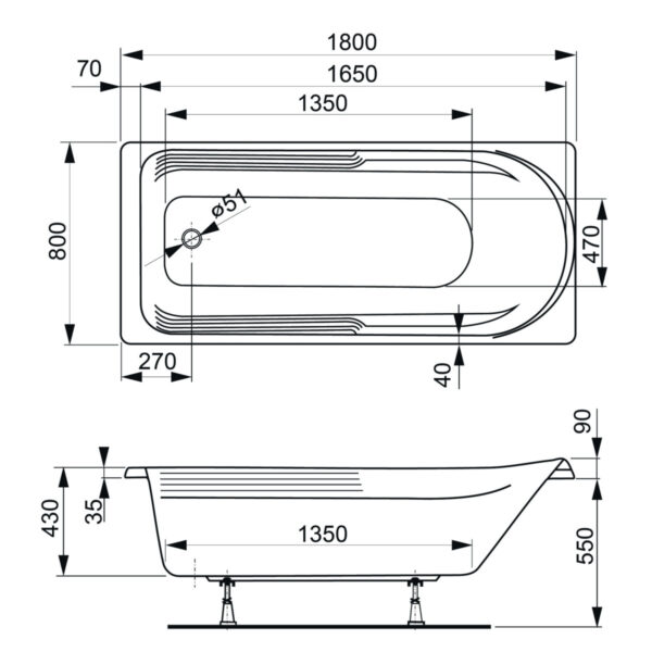 Ванна акриловая VAGNERPLAST HERA 180x80