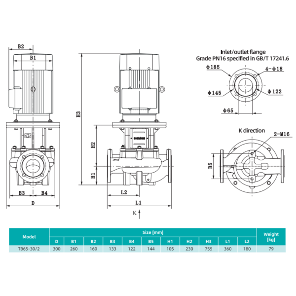 Насос циркуляционный SHIMGE TB 65-30/2-5.5 (3х380В; 5,50кВт)