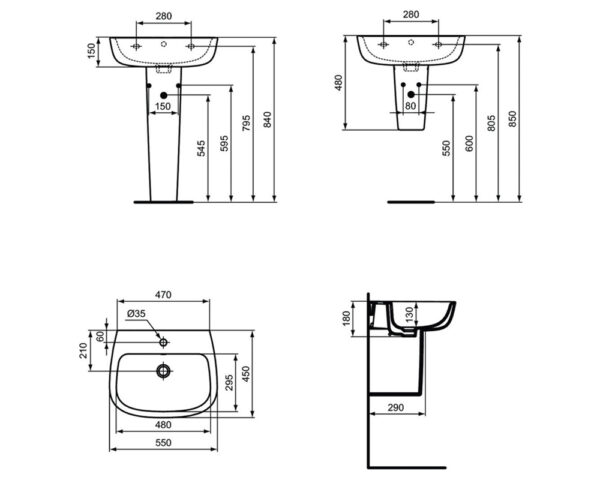 Раковина Ideal Standard Esedra 55 см, белая