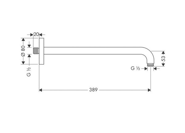 Держатель верхнего душа Hansgrohe 389 мм, ½’, хром