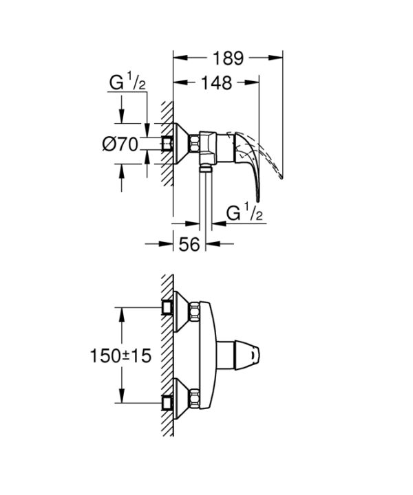 Смеситель для душа GROHE BauCurve, хром