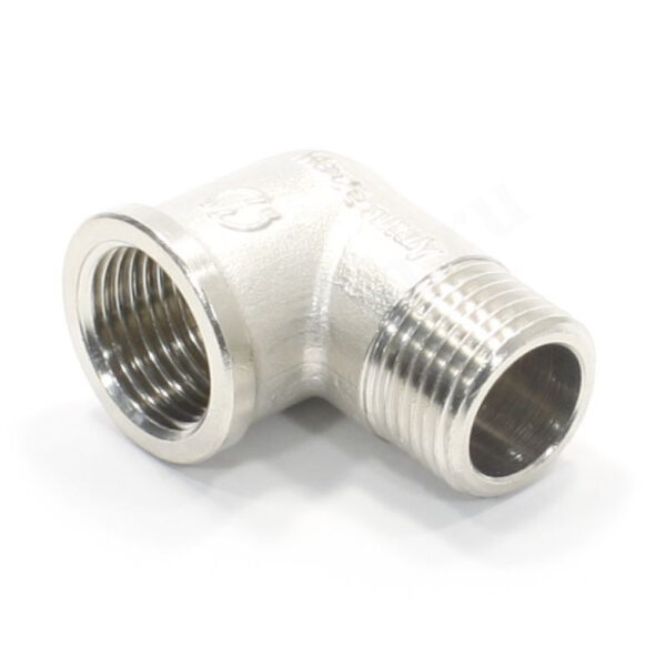 Угольник 90° 1/2"-1/2", General Fittings 2700 F8, резьба-резьба, вн.- нар., латунь (никель)