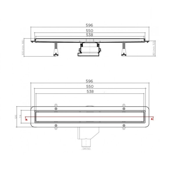 Душевой лоток Pestan Betto Net Line 550 (цвет Stainless Steel)