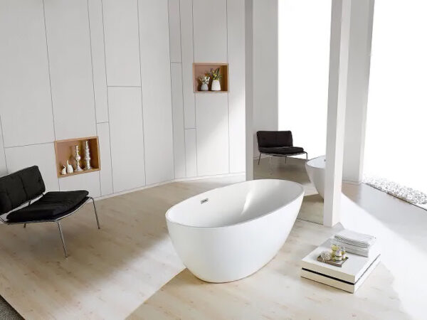 Ванна акриловая Azario LEEDS 1685х840х580, свободностоящая, в комплекте с сифоном и металлической ра