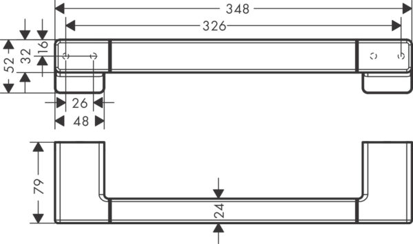 Поручень Hansgrohe AddStoris 348 мм, шлифованный чёрный хром
