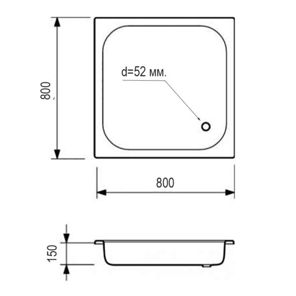 Поддон для душа стальной ВИЗ Antika 80x80 Белый APS-80101