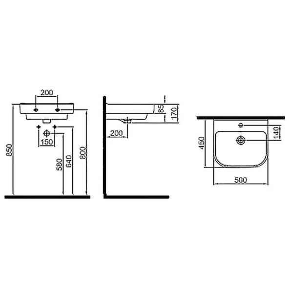 Раковина подвесная KALE LOFT 500х450 керамика