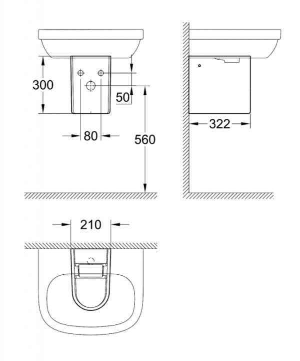 Полупьедестал для раковины Grohe Euro Ceramic