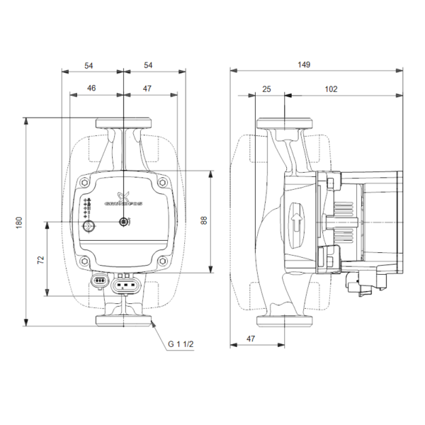 Насос циркуляционный Grundfos Alpha1L 25-60 180 (1х220В; 45Вт), L180