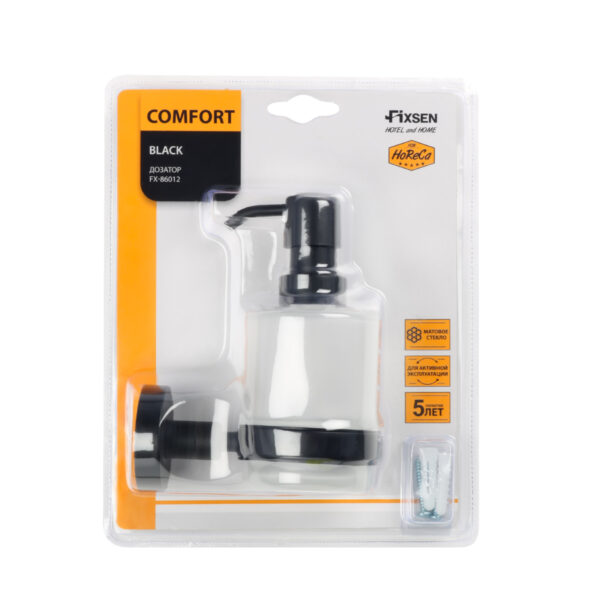 Дозатор жидкого мыла Fixsen Comfort Black черный матовый