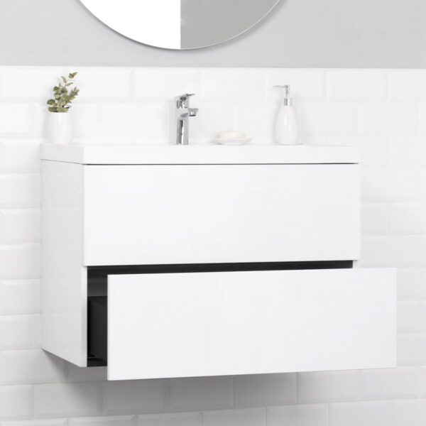 Комплект тумба Итана ICON 80 800х451х588 подвесная, с раковиной CLARISSA 80, белый глянец