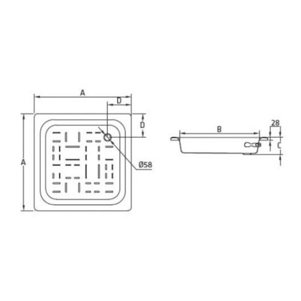 Душевой поддон BLB 70х70х6,5, стальной квадратный