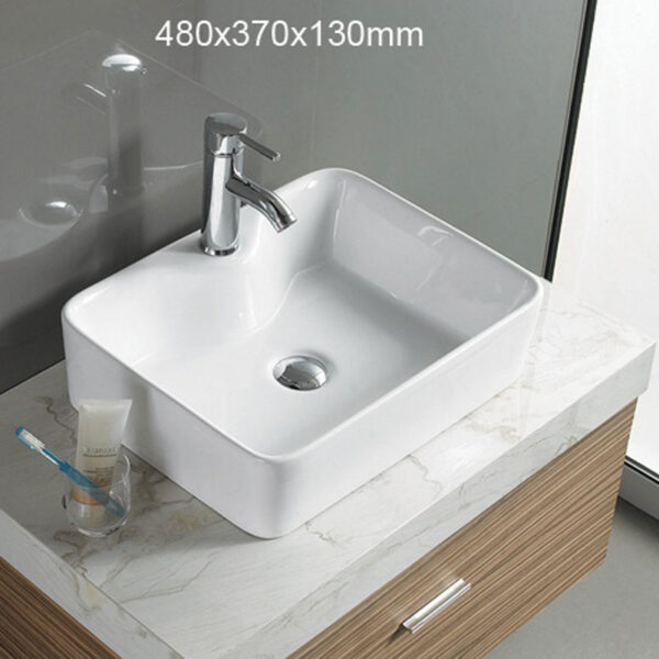 Раковина накладная Azario 480*370*130 прямоугольная, белый