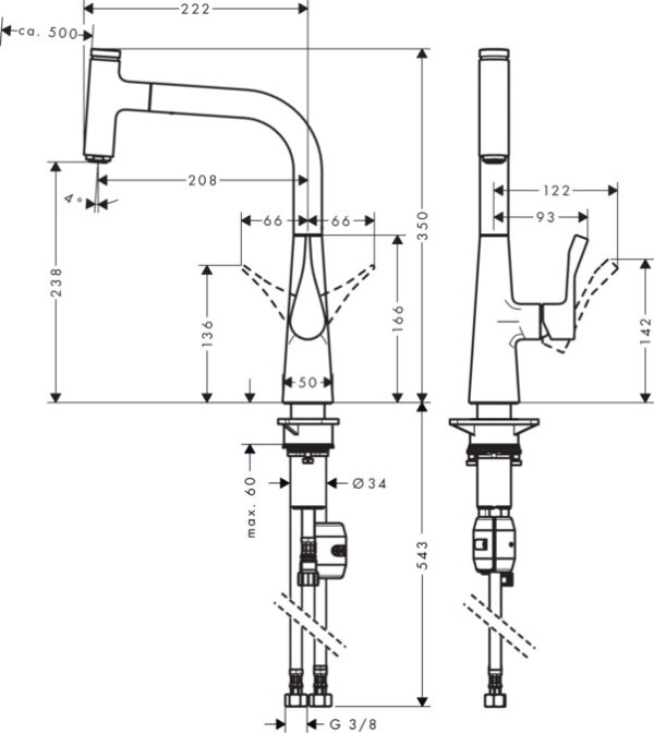Смеситель для кухни Hansgrohe Metris Select M71, однорычажный, хром