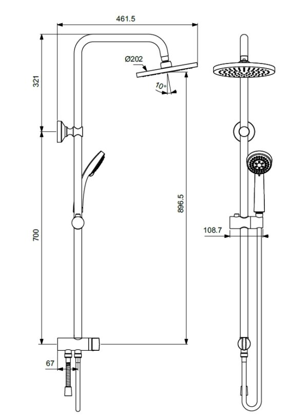 Душевая стойка Vidima Balance, с ручным душем, без смесителя, хром