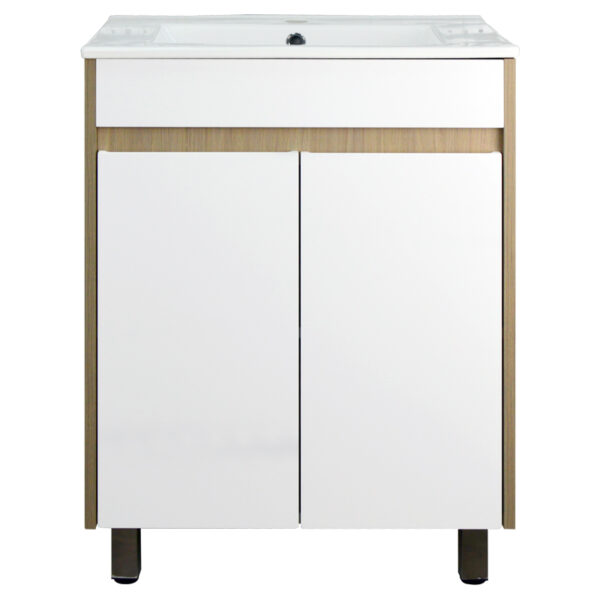 Комплект Тумба Стиль Stella 60Н 620х810х470 Дуб дымчатый/Белый, под раковину Leon 7506-60