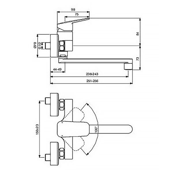 Смеситель для кухни Ideal Standard CERAPLAN настенный, с поворотным изливом 200 мм, хром