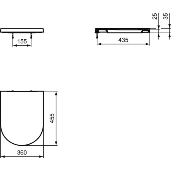 Сиденье с крышкой для унитаза Ideal Standard BLEND CURVE 360х455х35