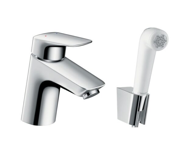 Смеситель для раковины Hansgrohe Logis 70, без сливного гарнитура, с гигиеническим душем, однорычажн