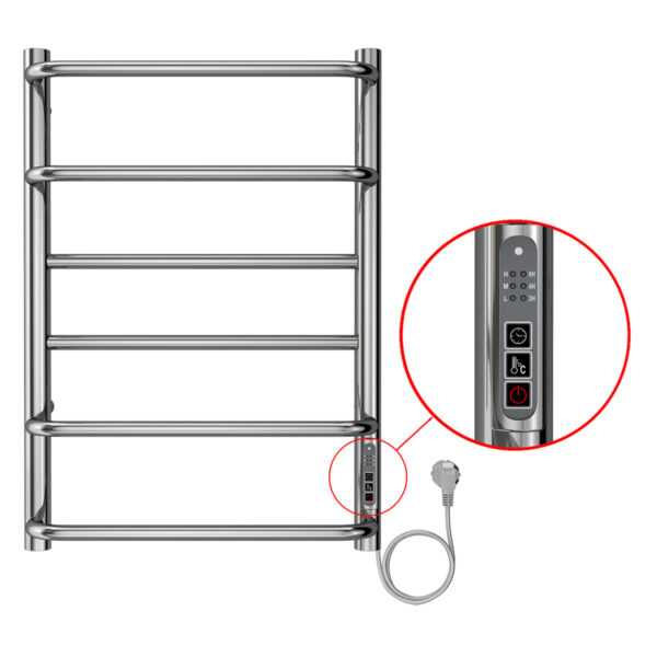 Полотенцесушитель электрический AZARIO MILAN 400/600 6 секций, диммер справа, хром