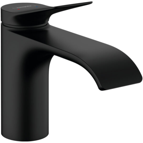 Смеситель для раковины Hansgrohe Vivenis, однорычажный, 80 со сливным гарнитуром, матовый черный