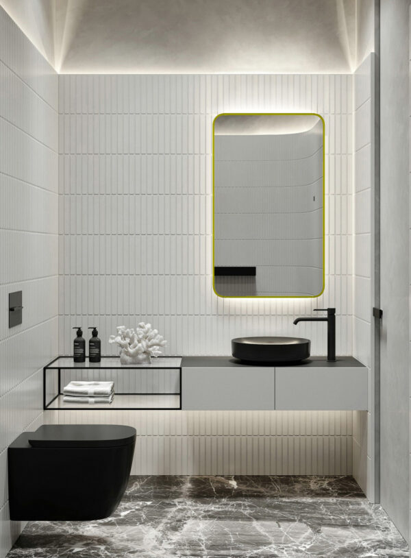 Зеркало AZARIO INCANTO 600х1000 бесконтактный сенсор, подсветка с диммером, цвет золото