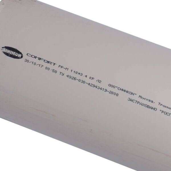 Труба канализационная Sinikon COMFORT PLUS DN110 x 3,8 PN1L2м, PP-H, белая, шумопоглощающая