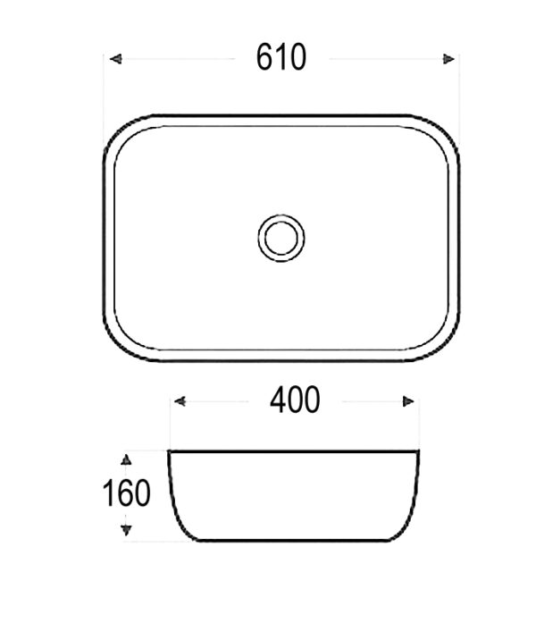 Раковина Azario 610х400х160 накладная, белый глянец