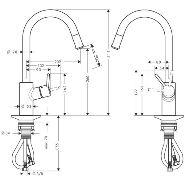 Смеситель для кухни Hansgrohe Talis S Variarc, однорычажный, хром