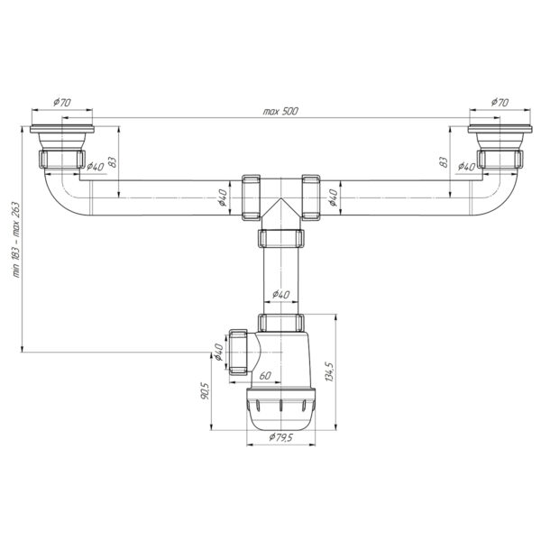 Сифон для раковины Ани Пласт Грот 1 1/2"*40 двойной