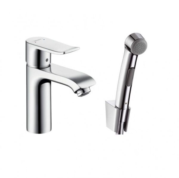 Смеситель для раковины Hansgrohe Metris, однорычажный, с гигиеническим душем, хром
